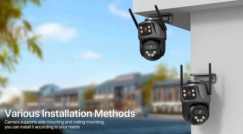 WONSDAR Dual Lens PTZ WiFi Camera Outdoor AI Security iCSee.add Hooks - stepyours.com