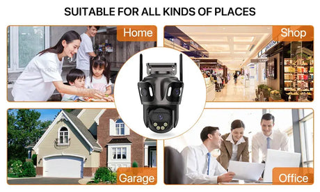 WONSDAR Three Screen WIFI IP Camera Outdoor - Dual Lens AI Human Detection Hooks by stepyours.com