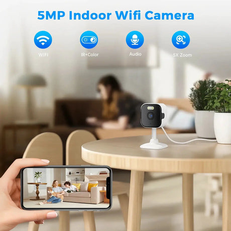 5MP HD WiFi Indoor Security Camera Featuring Night Vision and Two Way Audio - stepyours.com