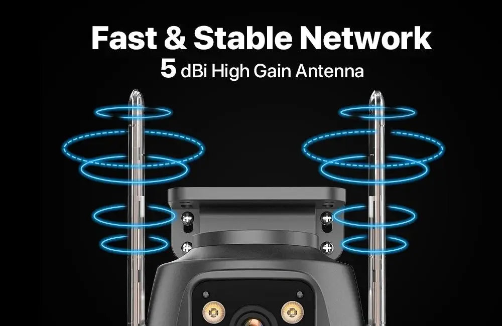 WONSDAR Dual Lens PTZ WiFi Camera Outdoor AI Security iCSee.add Hooks - stepyours.com