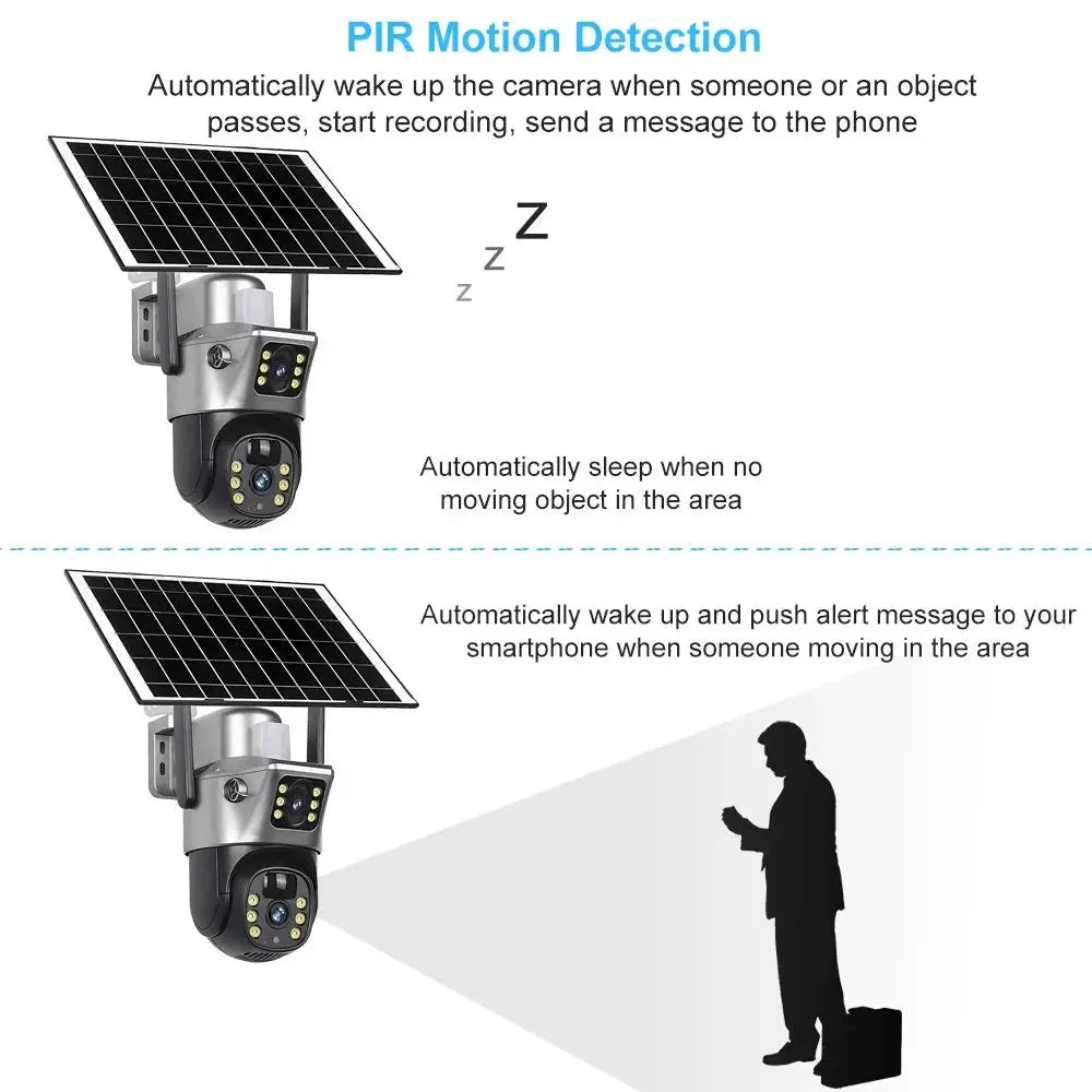 V380 Pro Solar Security Camera - Dual Lenses 8MP 4K PIR Night Vision Outdoor - stepyours.com