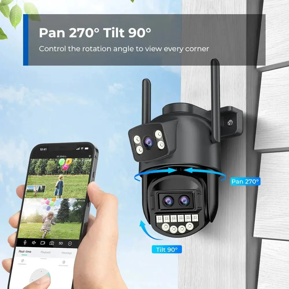 12MP 6K PTZ WiFi Camera with 8X Digital Zoom Outdoor Night Vision CCTV ICSEE - stepyours.com