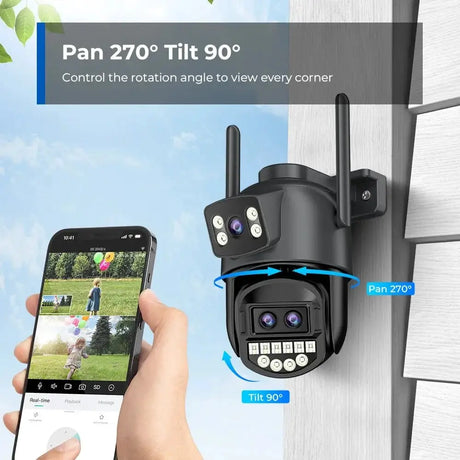 12MP 6K PTZ WiFi Camera with 8X Digital Zoom Outdoor Night Vision CCTV ICSEE - stepyours.com