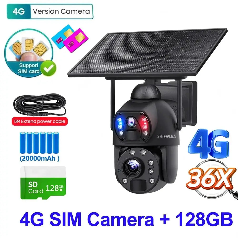 SHIWOJIA Solar 4G Security Camera With 360 Night Vision And 36X Zoom - stepyours.com