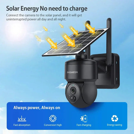 INQMEGA 3MP HD Outdoor Wifi 4G Mini Solar Battery PTZ Camera