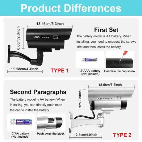 Dummy Security Camera Waterproof Indoor Outdoor Red LED Flashing No Wiring - stepyours.com