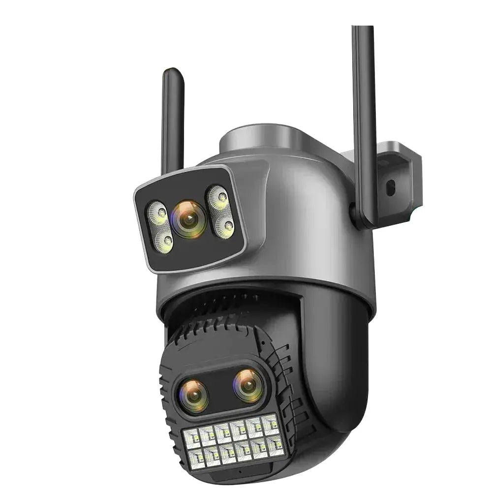 Outdoor Dual Screen IP Camera - 4K 15MP PTZ 10X Zoom AI Human Detection - stepyours.com