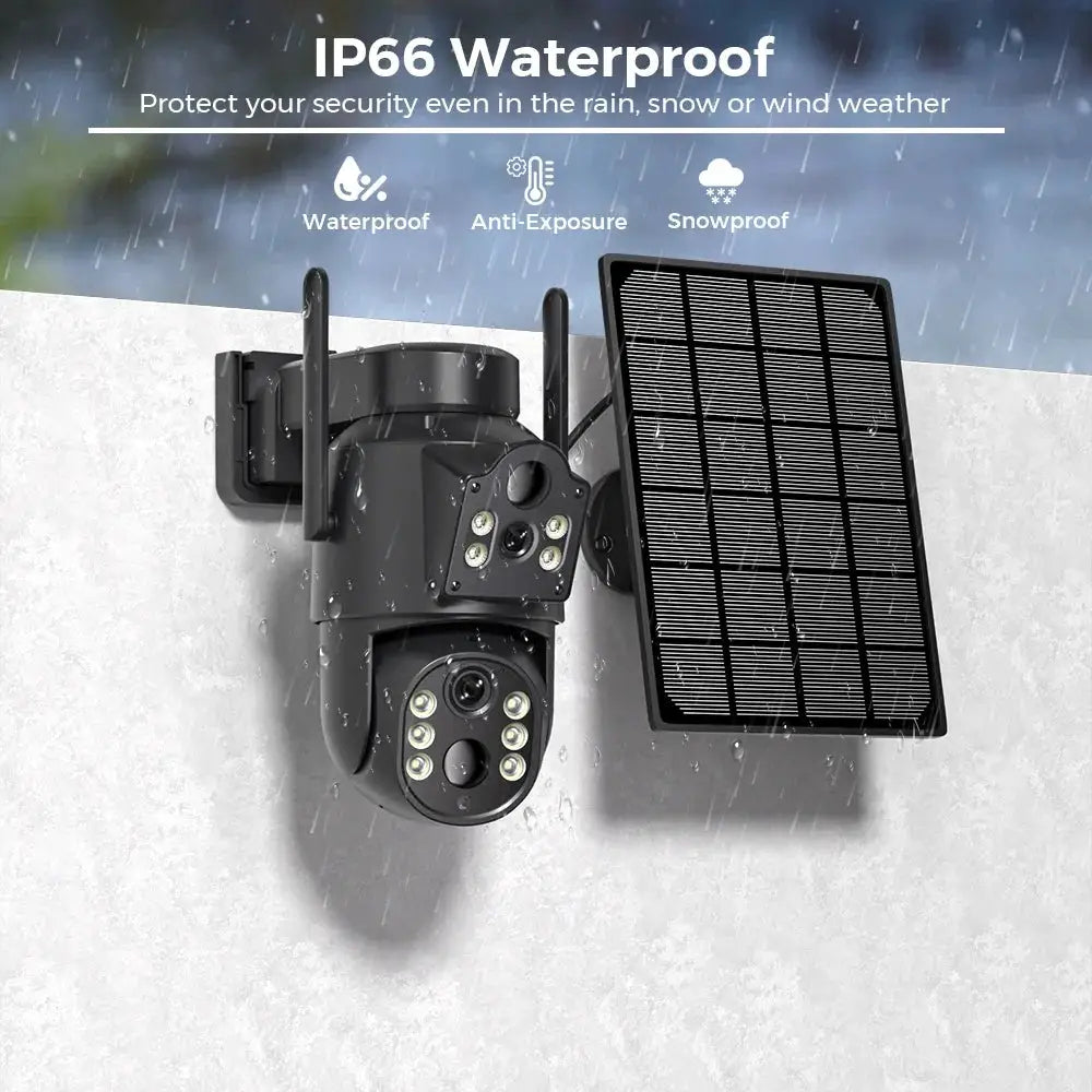 Solar WiFi Security Camera Outdoor Dual Lens 8MP 4K HD with Built - in Battery - stepyours.com