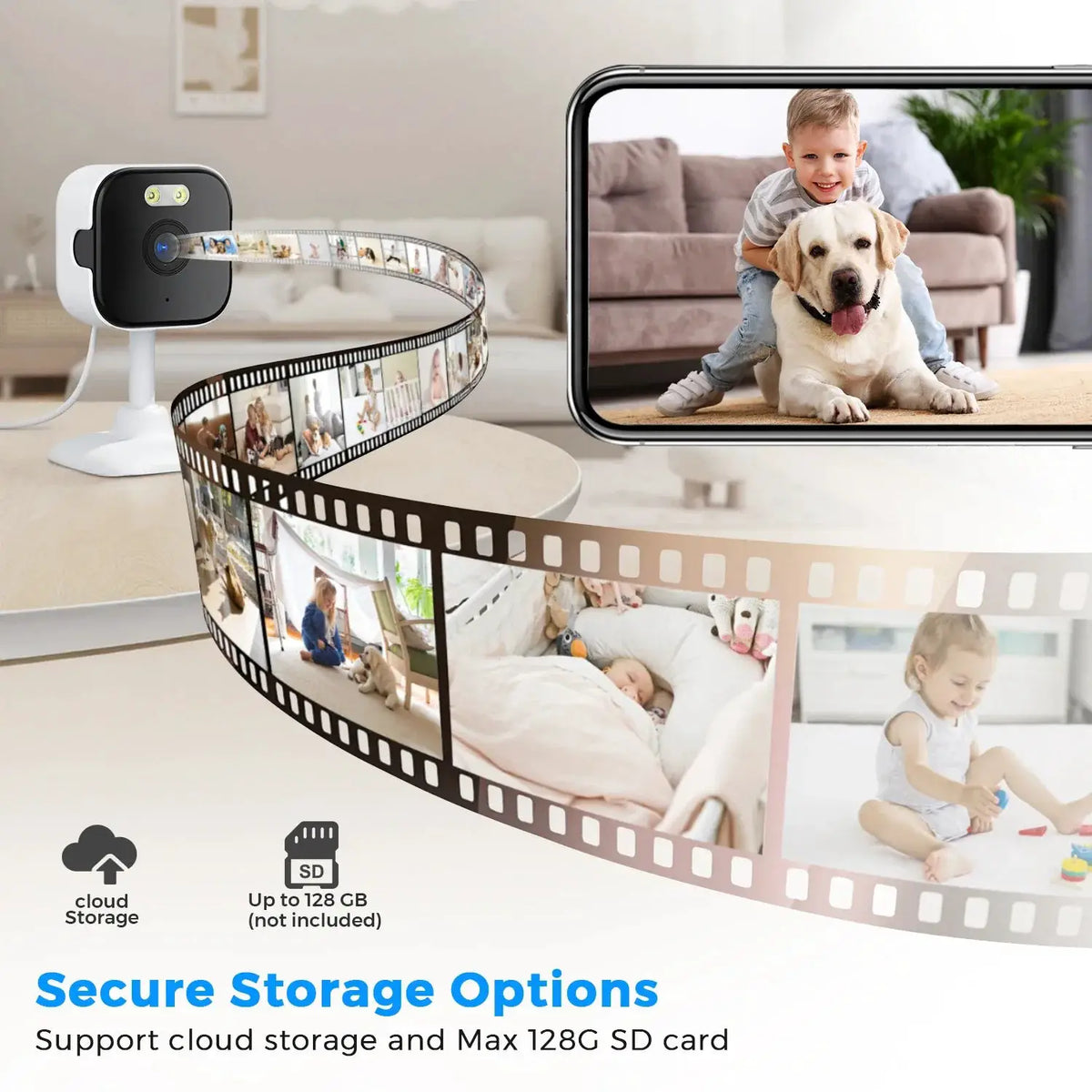5MP HD WiFi Indoor Security Camera Featuring Night Vision and Two Way Audio - stepyours.com