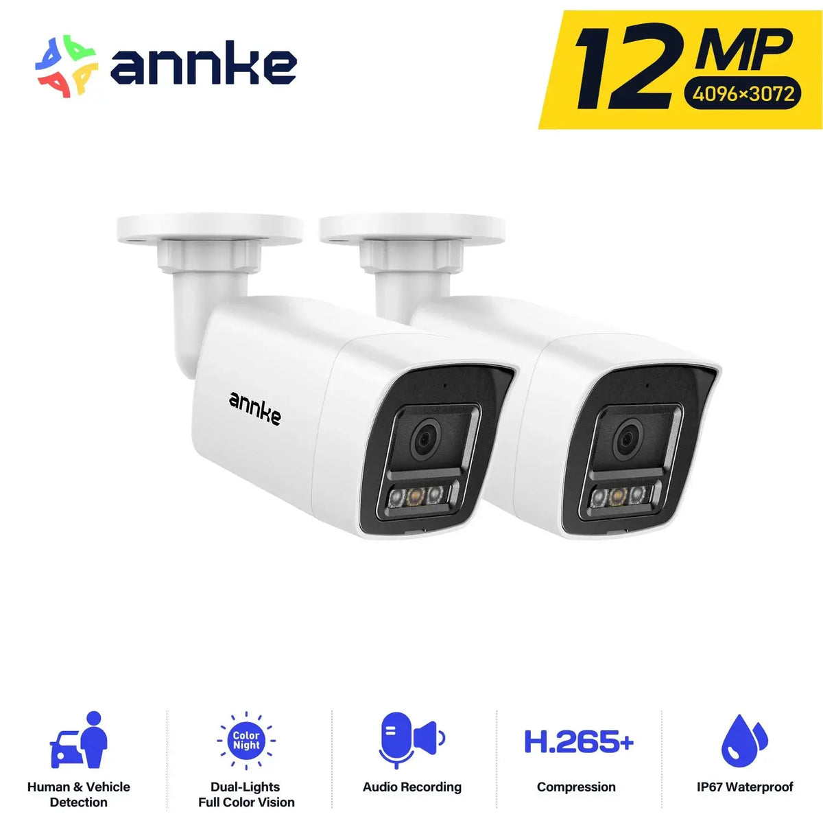 ANNKE 12MP Outdoor Dual Light PoE Security Camera IP67 Night Vision C1200 - stepyours.com