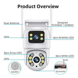 Tuya 8MP WiFi IP Camera PTZ Dual Lens Dual Screen Color Night Vision AI Alerts - stepyours.com