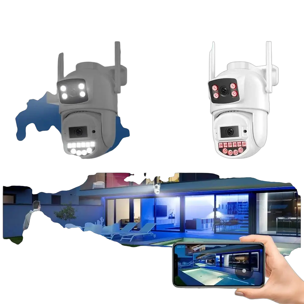 8MP 4K PTZ WiFi Camera - Dual Lens With Dual Screen AI Tracking Surveillance - stepyours.com