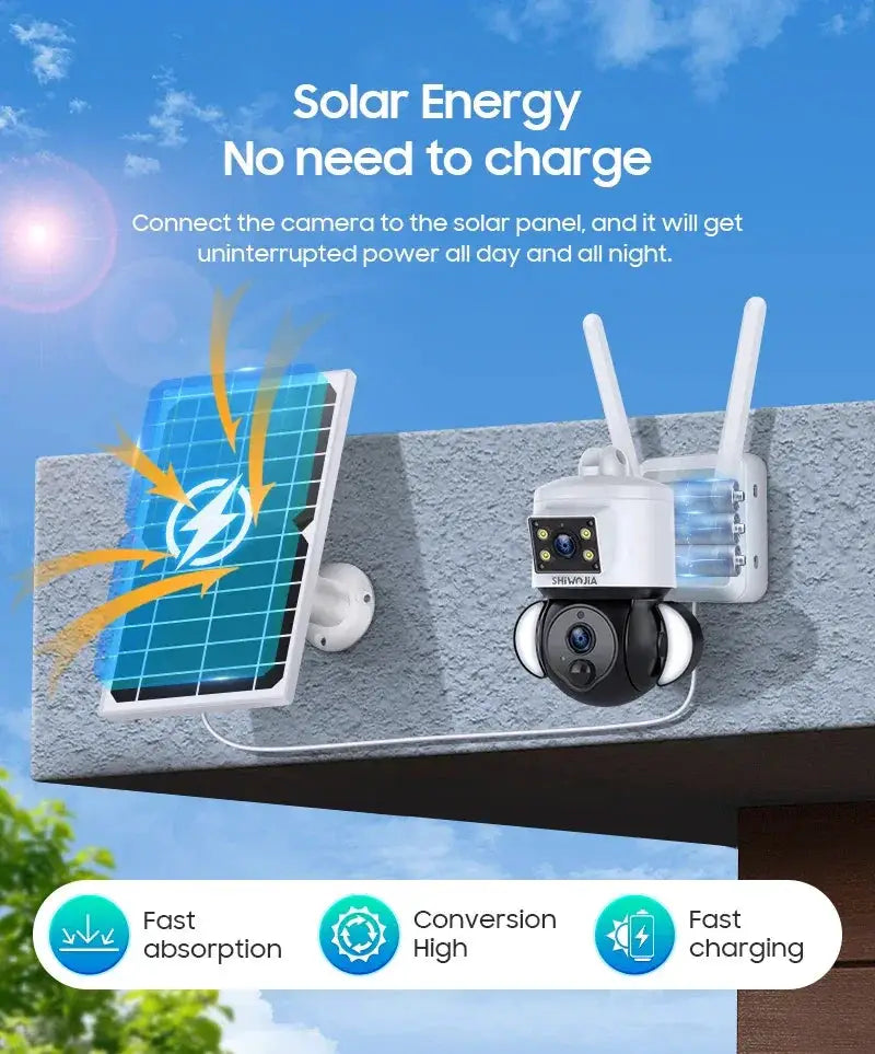Shiwojia 6MP 4G Solar Security Camera Outdoor Surveillance