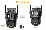 WONSDAR Three Screen WIFI IP Camera Outdoor - Dual Lens AI Human Detection Hooks by stepyours.com
