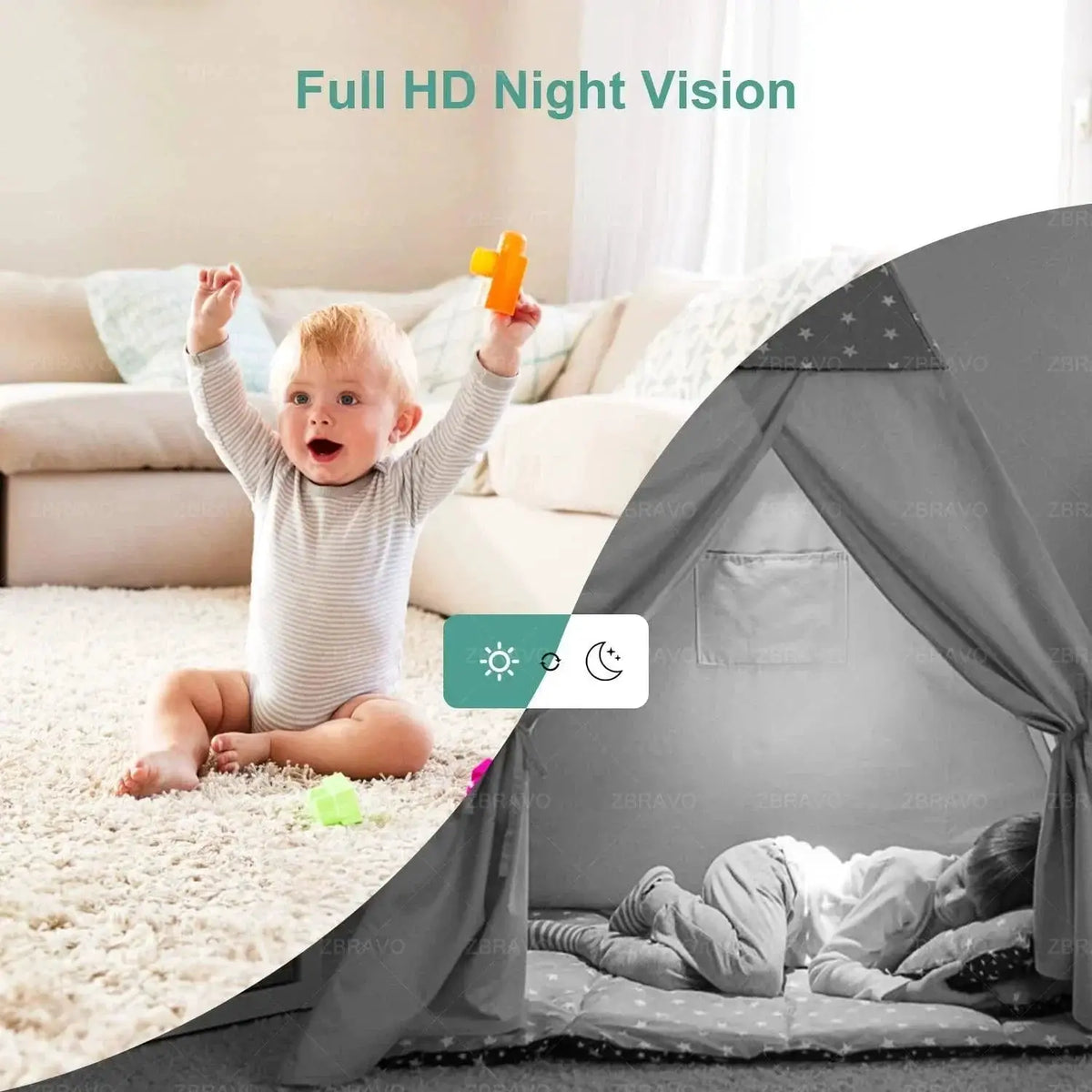HD Wifi Security Camera With Auto Tracking For Baby Monitor