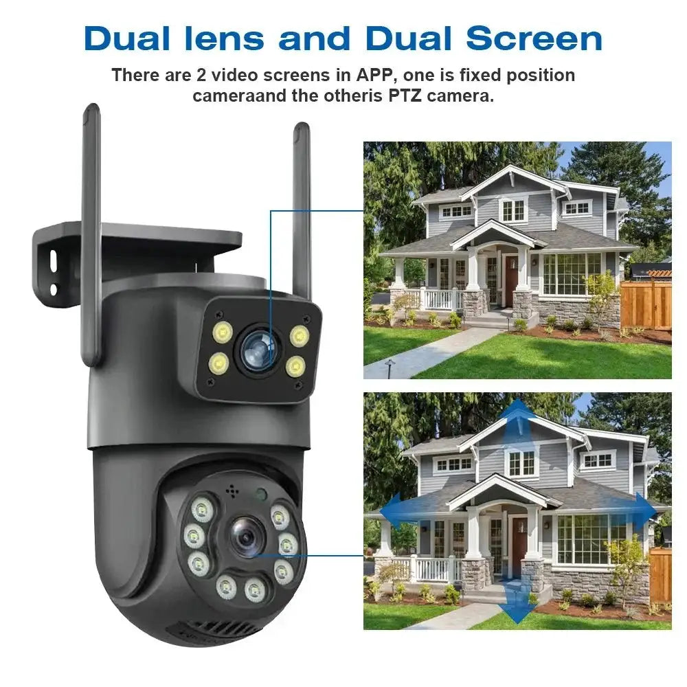 Icsee 8MP WiFi PTZ CCTV Camera Dual Screen Auto Tracking Night Vision Outdoor - stepyours.com