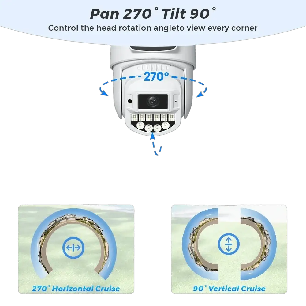 8MP 4K PTZ WiFi Camera - Dual Lens With Dual Screen AI Tracking Surveillance - stepyours.com