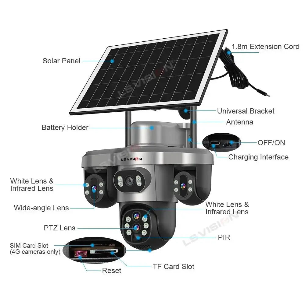 LS Vision 20MP Solar WiFi Surveillance Camera V380 Pro 10X Optical Zoom Outdoor - stepyours.com