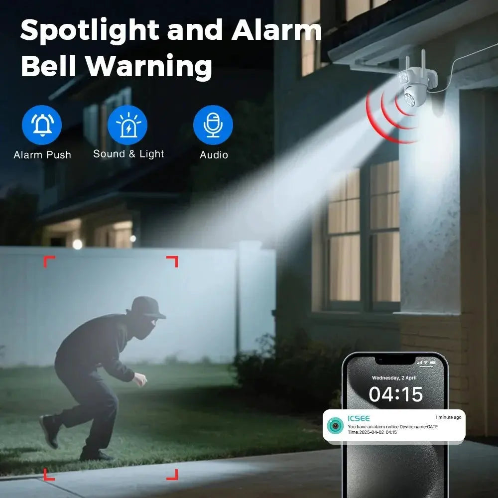 Besder 8MP WiFi PTZ Outdoor Camera With Auto Tracking Night Vision - stepyours.com