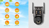 WONSDAR Dual Lens PTZ WiFi Camera Outdoor AI Security iCSee.add Hooks - stepyours.com