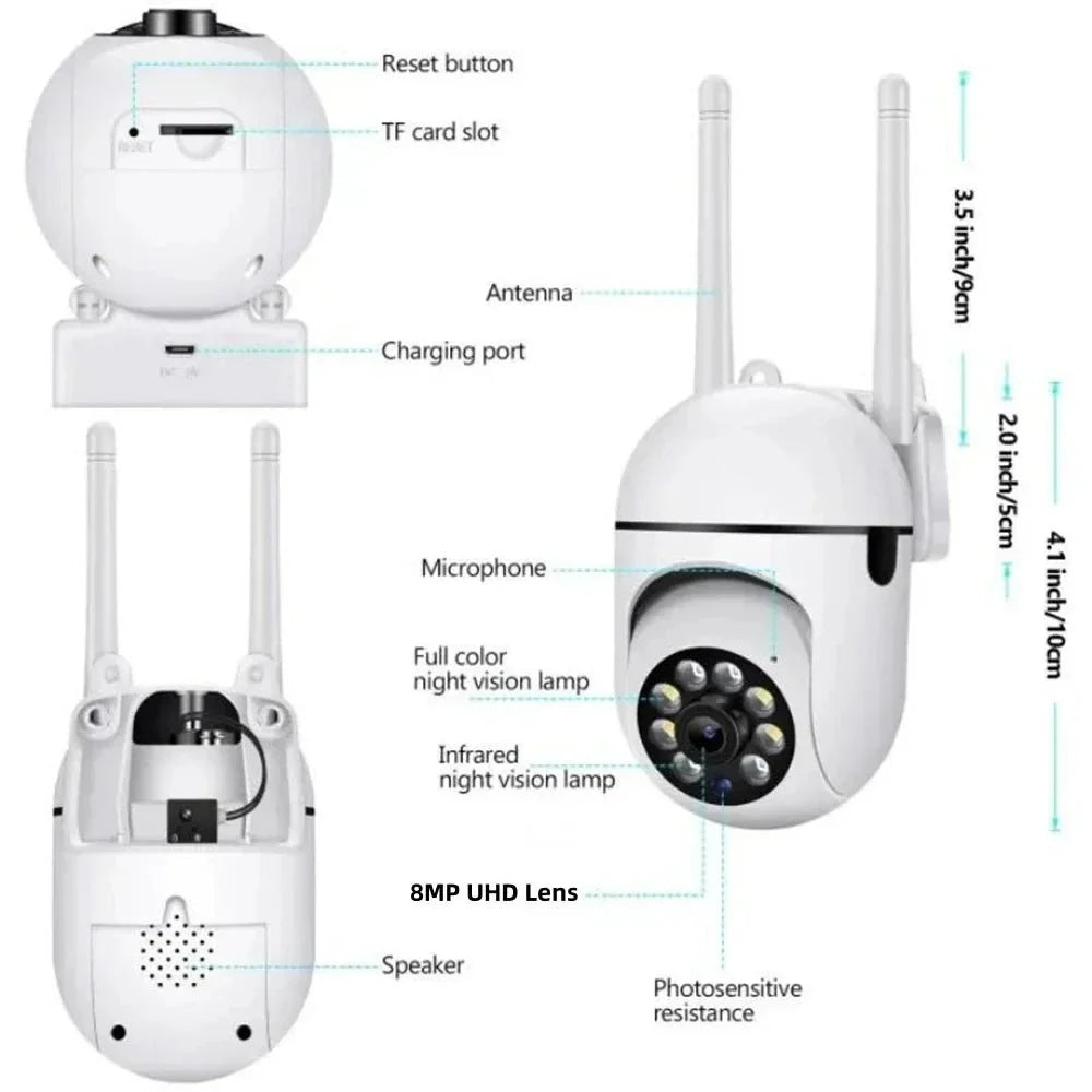 AstraGuard 8MP WiFi Surveillance Camera - AI Tracking And Color Night Vision Pro