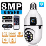 BrightGuard 8MP E27 Bulb WiFi Camera Dual Lens - Color Night Vision And Tracking
