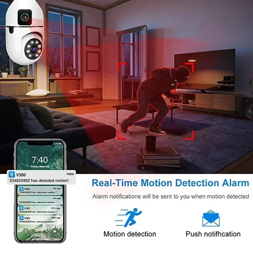BrightGuard 8MP E27 Bulb WiFi Camera Dual Lens - Color Night Vision And Tracking