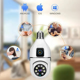 BrightGuard 8MP E27 Bulb WiFi Camera Dual Lens - Color Night Vision And Tracking