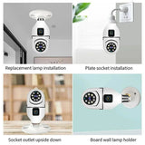 BrightGuard 8MP E27 Bulb WiFi Camera Dual Lens - Color Night Vision And Tracking