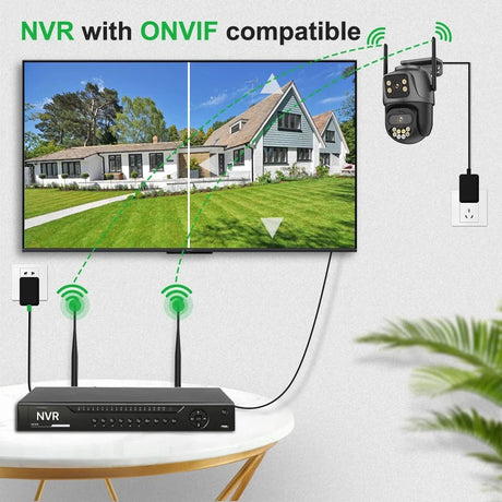 DUREVIN Dual - Lens 4K 8MP HD Outdoor WiFi PTZ IP Camera - Auto Tracking Security