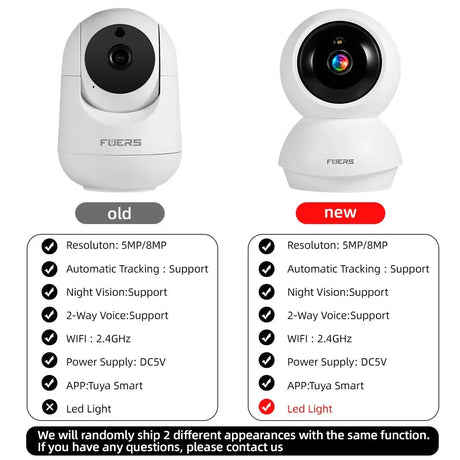Fuers 5MP WiFi Cameras Tuya Compatible AI Detection Indoor Security Baby Monitor