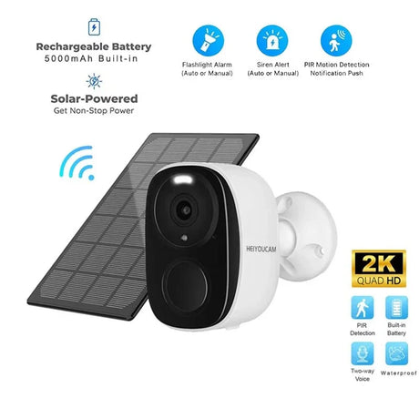 HEIYOUCAM BW4 Wireless Outdoor Security Camera - 2K Battery Spotlight Siren WiFi