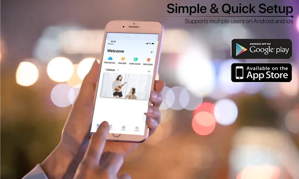 iCsee Three Screen WiFi IP Cameras Outdoor 4K Tri Lens - AI Human Detection Zone