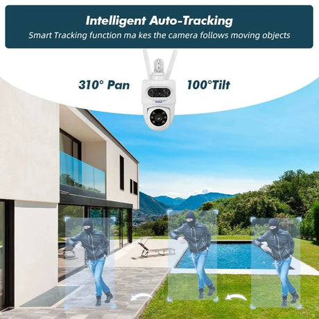 KERUI Outdoor 10MP 5K HD Dual Lens WiFi IP Camera PTZ - AI Motion Detection Plus
