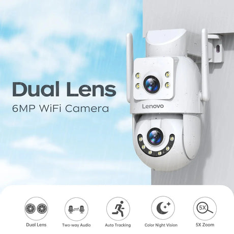 Lenovo 4K Dual Lens Outdoor PTZ WiFi Surveillance Camera - Auto Tracking Security