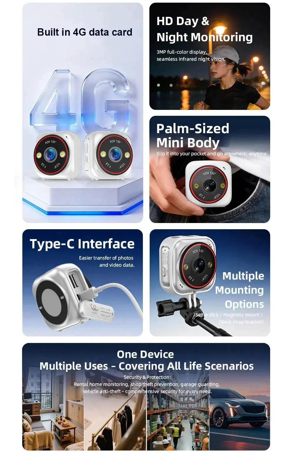 LS Vision Mini 4G Camera AI Human Detection Outdoor Home Security On Guard