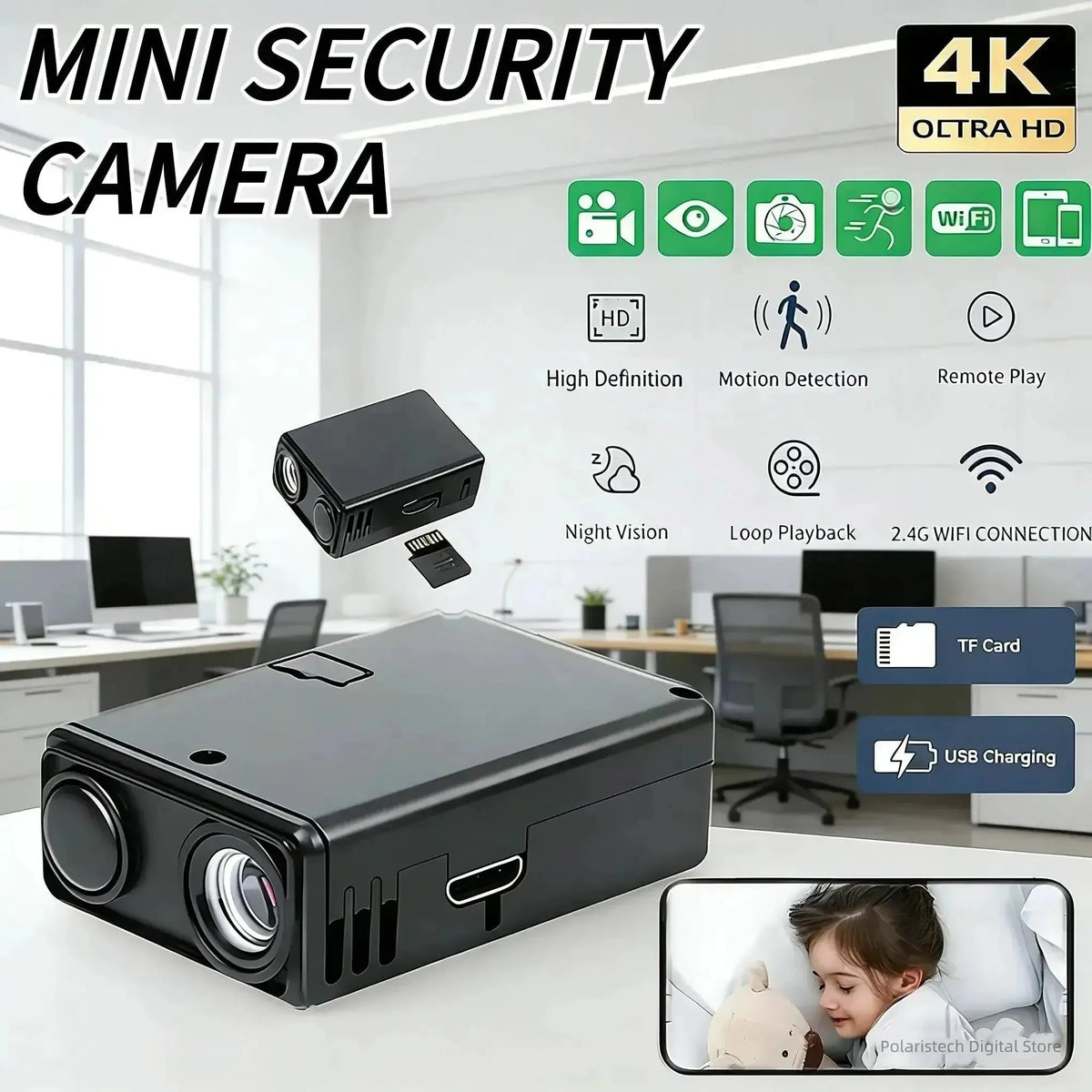 Mini 1080P WiFi Security Camera Indoor Night Vision Motion Detection Smart Home