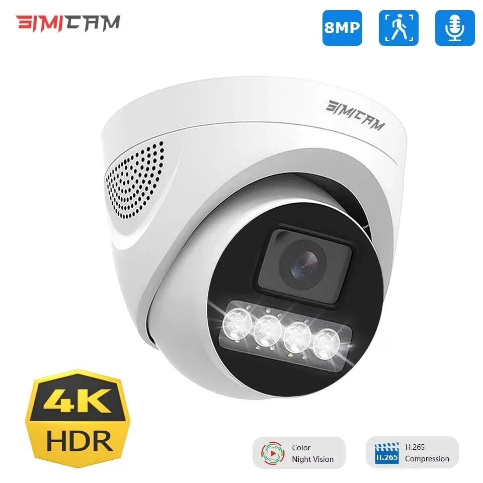 NovaGuard 4K PoE Dome Camera IP Onvif H.265 - Color Night Vision Clarity With AI