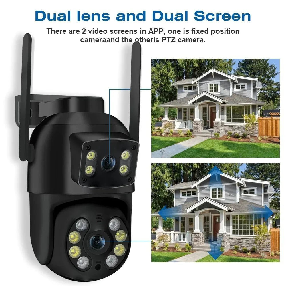 NovaGuard 8MP 4K PTZ WiFi Camera Dual Lens - AI Detection for Outdoor Security X