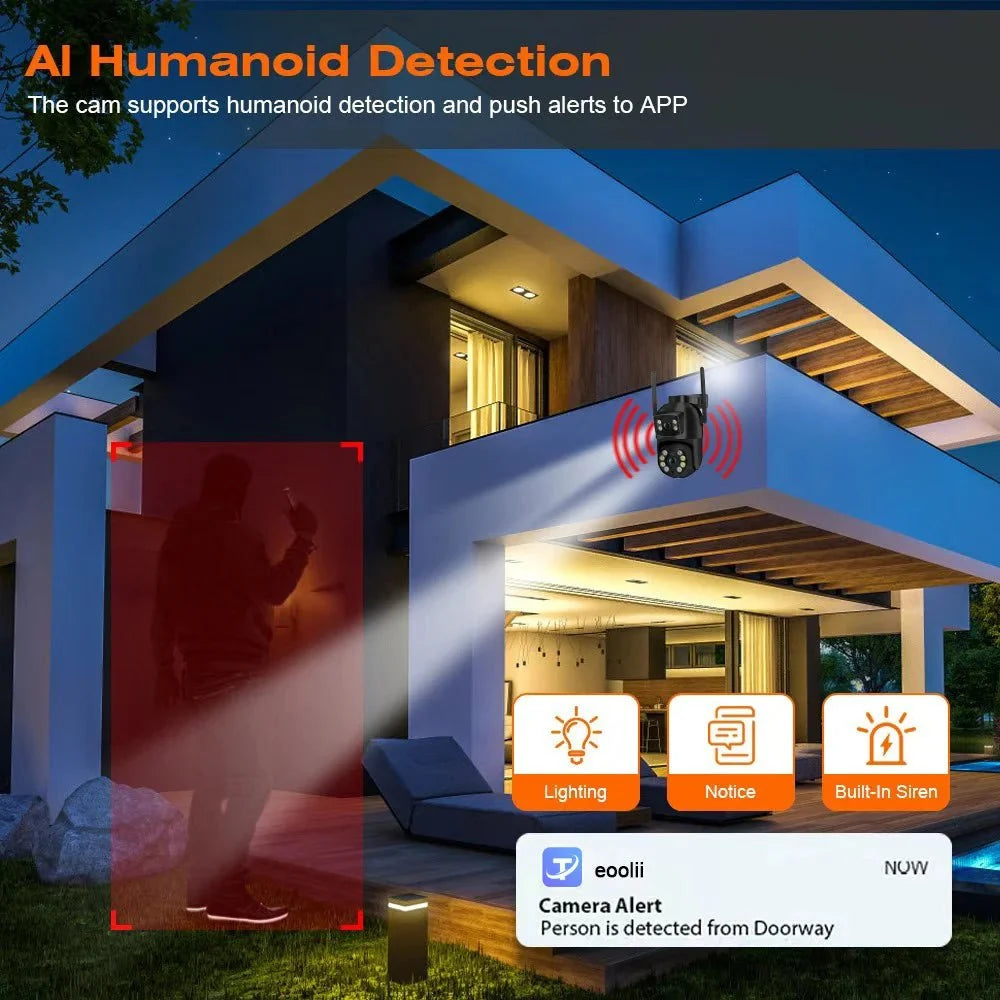 NovaGuard 8MP 4K PTZ WiFi Camera Dual Lens - AI Detection for Outdoor Security X