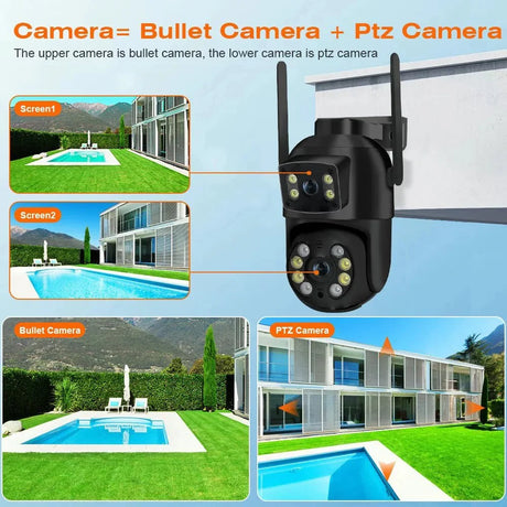 NovaGuard 8MP 4K PTZ WiFi Camera Dual Lens - AI Detection for Outdoor Security X