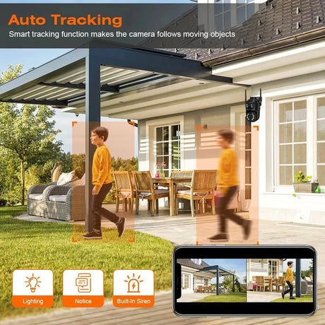 NovaGuard 8MP 4K PTZ WiFi Camera Dual Lens - AI Detection for Outdoor Security X