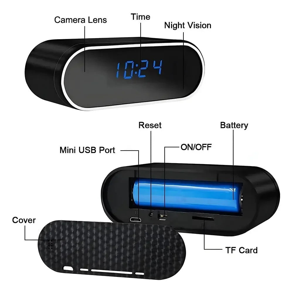 OPUYYM 4K Wireless Clock Camera Night Vision Motion Detection WiFi Always Safe