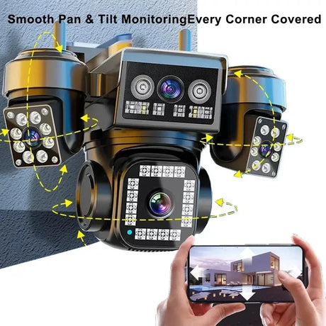 Tredruns 10K 20MP 4 Lens WiFi Security Camera 360 PTZ 16X Zoom IP66 Waterproof Pro