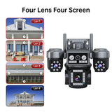 Tredruns 10K 20MP 4 Lens WiFi Security Camera 360 PTZ 16X Zoom IP66 Waterproof Pro