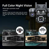 Tredruns 10K 20MP 4 Lens WiFi Security Camera 360 PTZ 16X Zoom IP66 Waterproof Pro