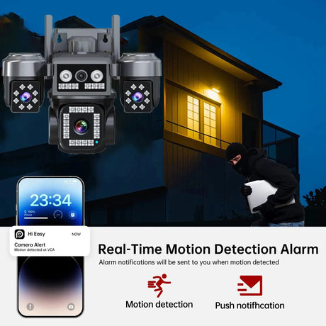 Tredruns 10K 20MP 4 Lens WiFi Security Camera 360 PTZ 16X Zoom IP66 Waterproof Pro