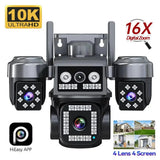 Tredruns 10K 20MP 4 Lens WiFi Security Camera 360 PTZ 16X Zoom IP66 Waterproof Pro