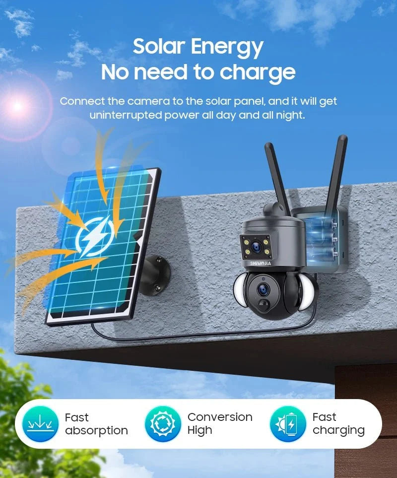 Shiwojia 4K 8MP Solar Camera - Outdoor Security With Humanoid Tracking And Power