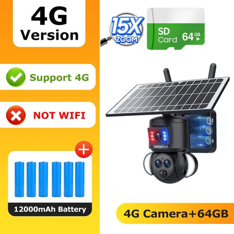 Shiwojia 4K 8MP Solar Camera - Outdoor Security With Humanoid Tracking And Power